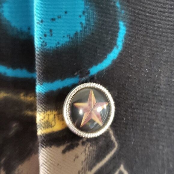 Dragonfly Men’s 90's Button Down Bowling Shirt Heart with Knife Sword Wings XL - Picture 4 of 8